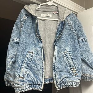 Zara kids size 3-4 acid washed denim jacket with jersey lining like new!